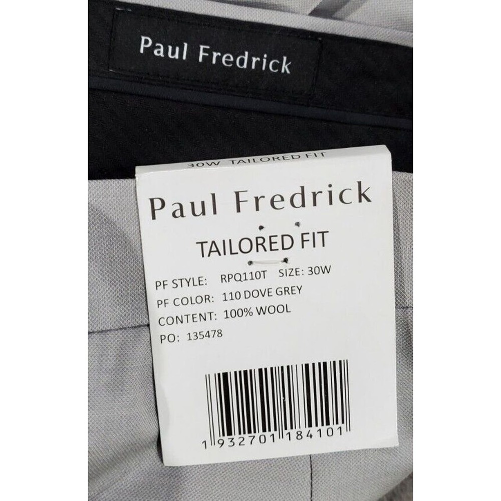 Paul Frederick Dres Slacks Pants 100% Wool Gray Tailored Fit MENS SIZE 30 Unhem - Picture 7 of 7